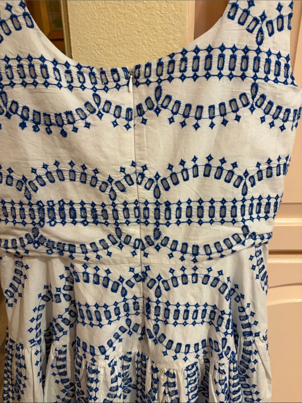 Avec Les Filles cotton eyelet lined mini dress in Mykonos blue - Picture 9 of 16